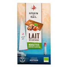 Chocolat - Tablette LAIT Noisettes torréfiées et Fleur de Sel- BIO