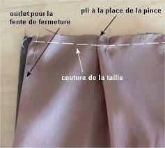 Ourlet simple machine sur tissu élastique coupe, double rentré piqure droite.