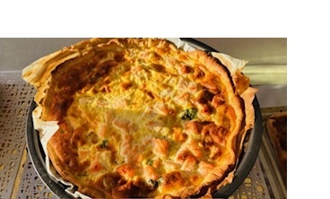 La tourte au saumon et poireaux (la portion).