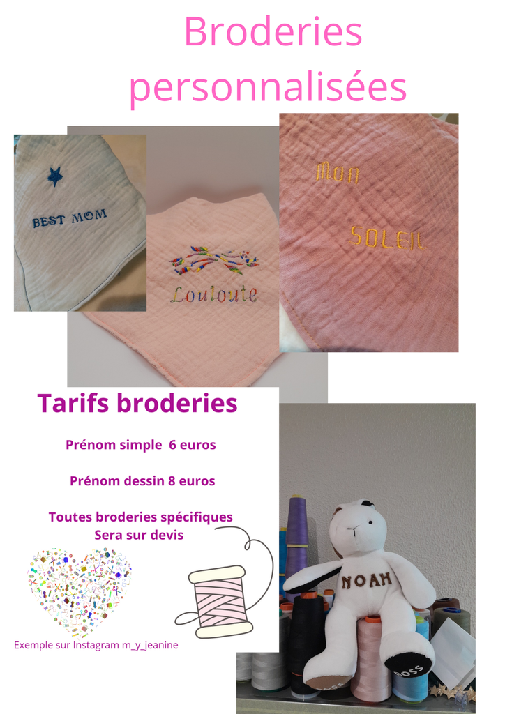 Broderie sur vêtement, article de votre choix à partir de 6.00€