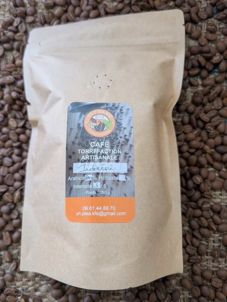 Café grain Indonésie 250g (miel, fruitée) force 3/5